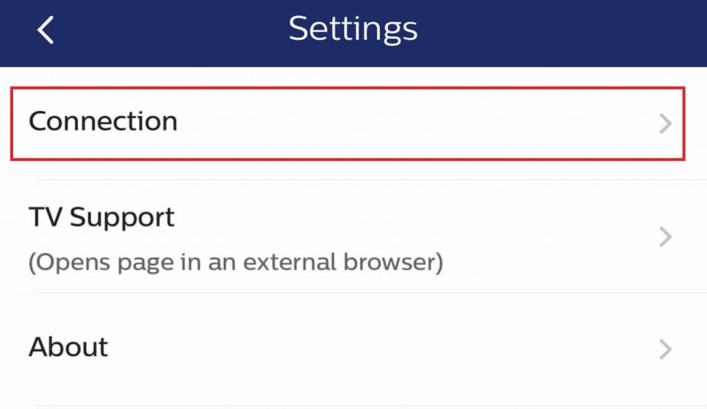 Click Connection under Settings