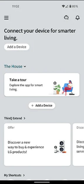 Click Add a Device in the LG ThinQ app