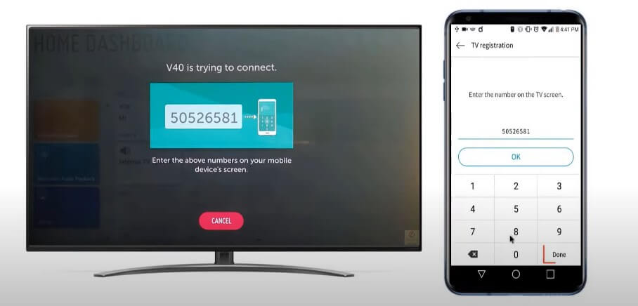 Enter the code to pair the LG TV with the LG ThinQ app