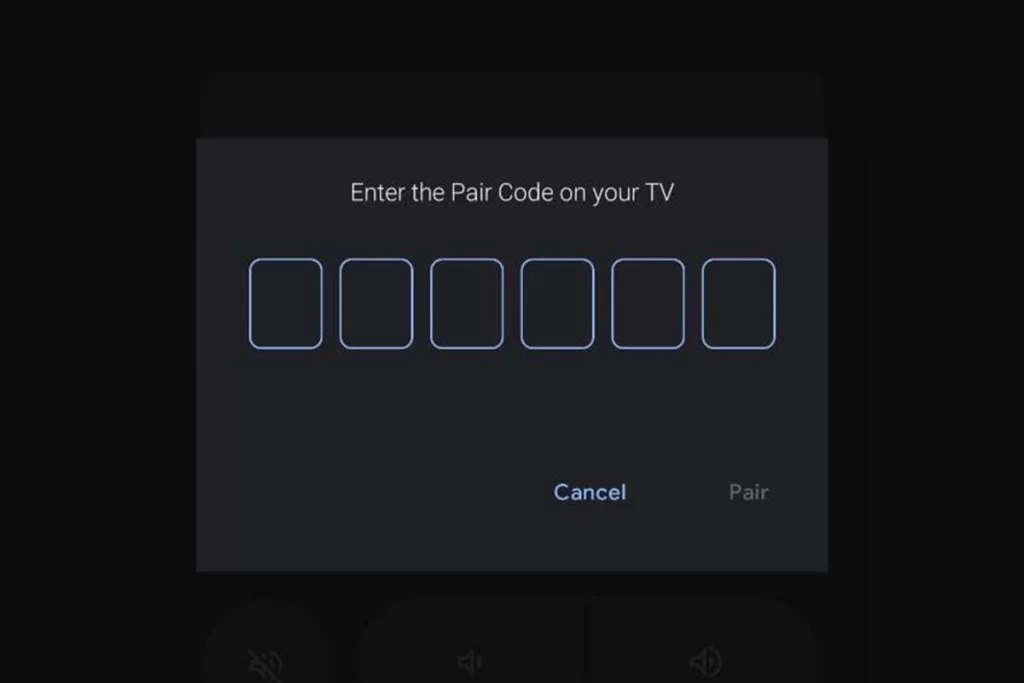 Enter code to pair the Google TV with the app