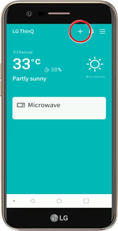 Add product button on the LG ThinQ app