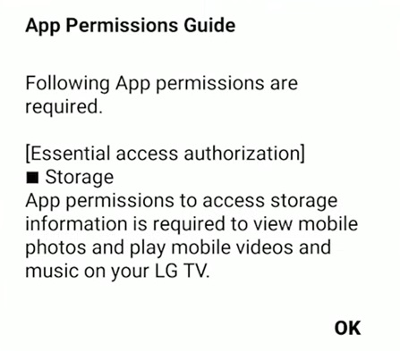 Tap OK to accept permissions