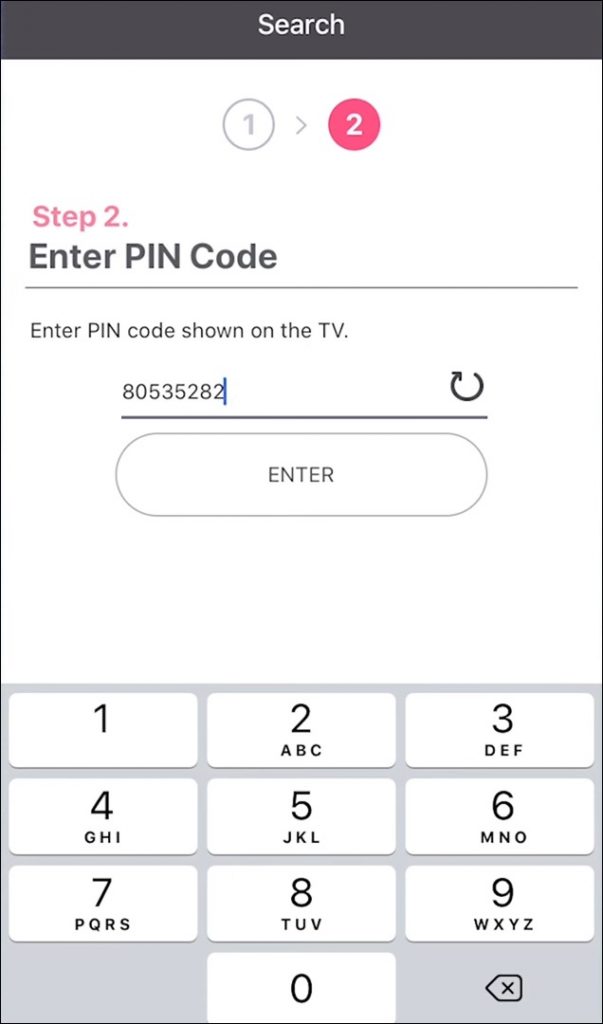 Enter the code displayed on TV