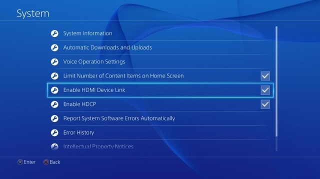 Enable HDMI Device Link in PS4 console