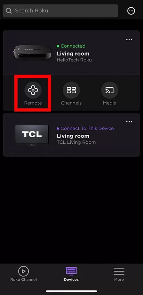Click Remote to access the remote control