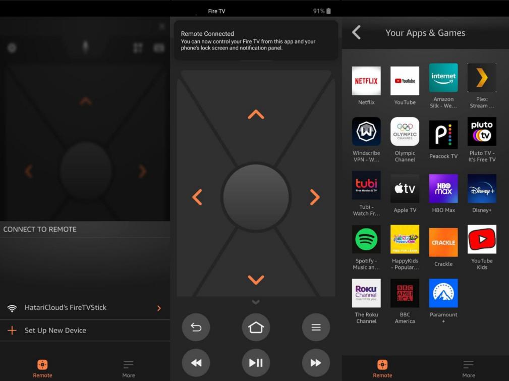 Interface of Amazon Fire TV app