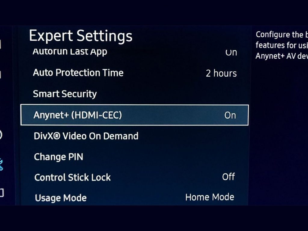 Turn on Anynet+ (HDMI-CEC)