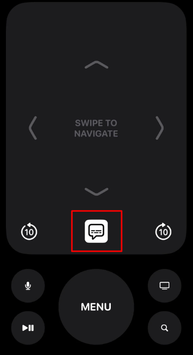 Subtitles button on Apple TV Remote app