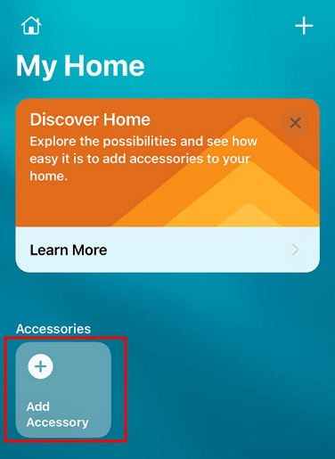 Add Accessory option on Home app