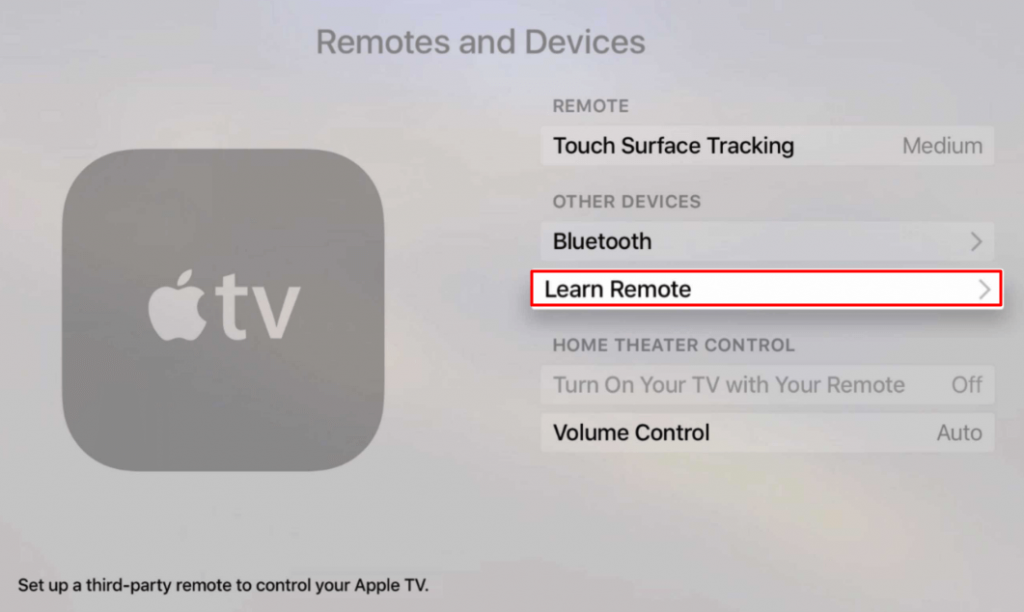 Learn Remote on Apple TV