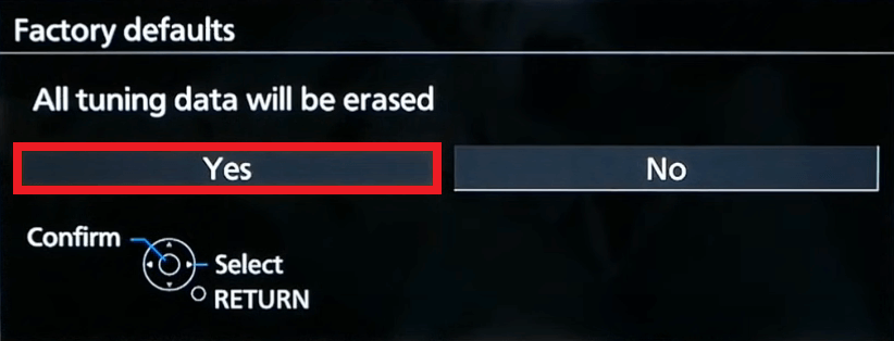 Click Yes to confirm the reset
