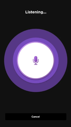 Voice command on the Roku mobile app