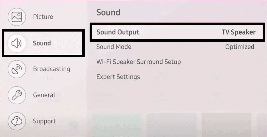 Change Sound Output to TV Speaker