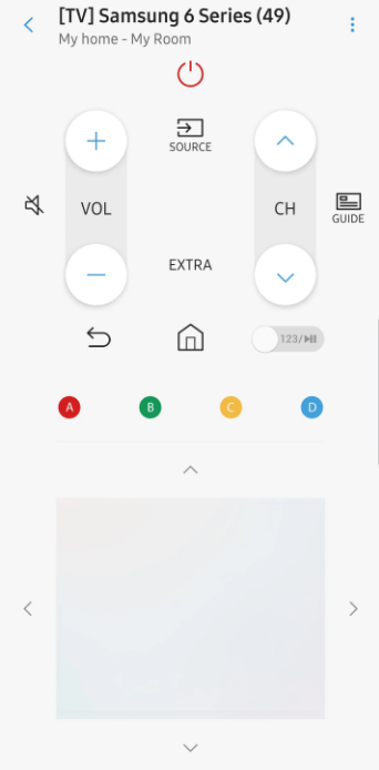 The SmartThings app remote interface