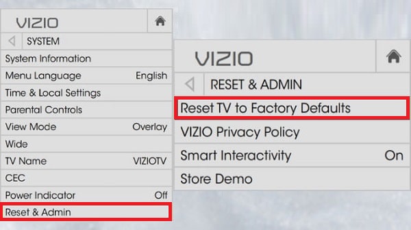 Reset TV to Factory Defaults