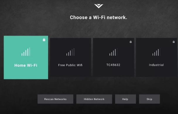 Select a WIFI network for Vizio TV