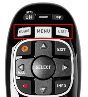 List, Guide, and Menu button on DirecTV Remote