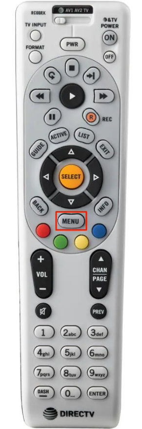 Press the Menu button on DirecTV remote