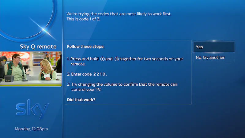 Click Yes to pair Sky Q Remote 