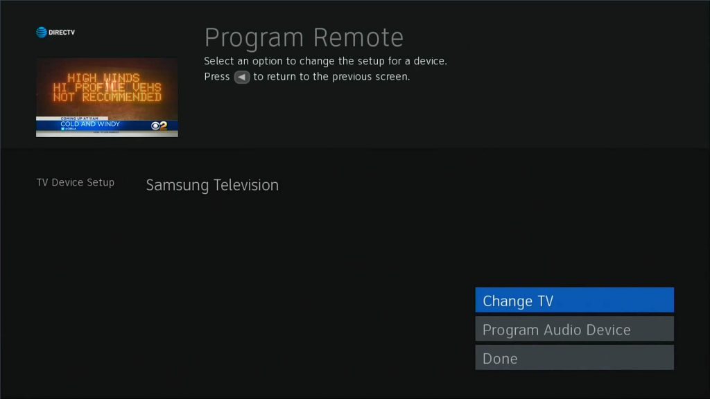 Change TV option on DirecTV