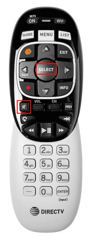 Mute and Select button on DirecTV Remote