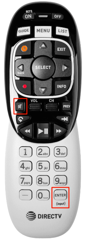 MUTE and ENTER buttons on DirecTV Genie remote