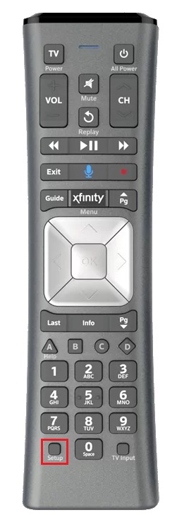 SETUP button - How to Program Xfinity Remote to Samsung TV