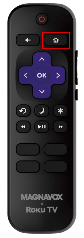 Press the Home button on the Magnavox Roku TV remote