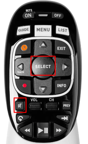 Select and Mute button on DirecTV Genie Remote