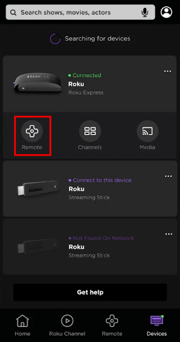 Click the Remote icon