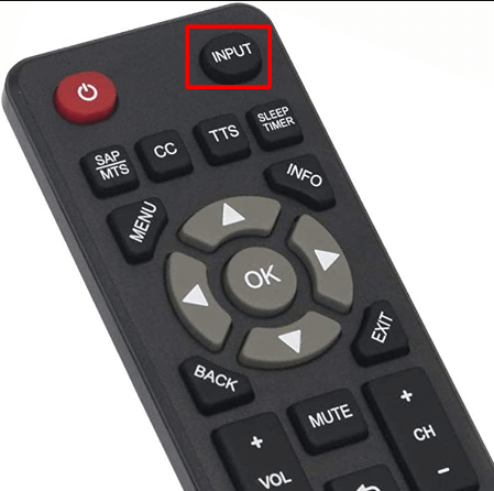 Press the Input button on Onn TV remote