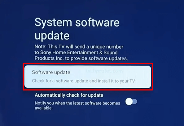 Software Update on Sony TV