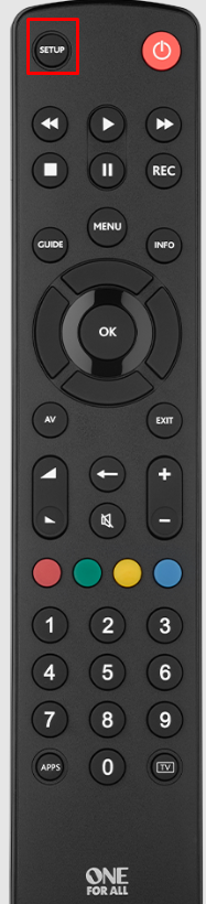 Press the setup button and enter the remote code of All For One