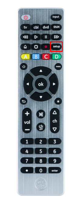 Press the Setup button to pair your Emerson TV universal remote with codes