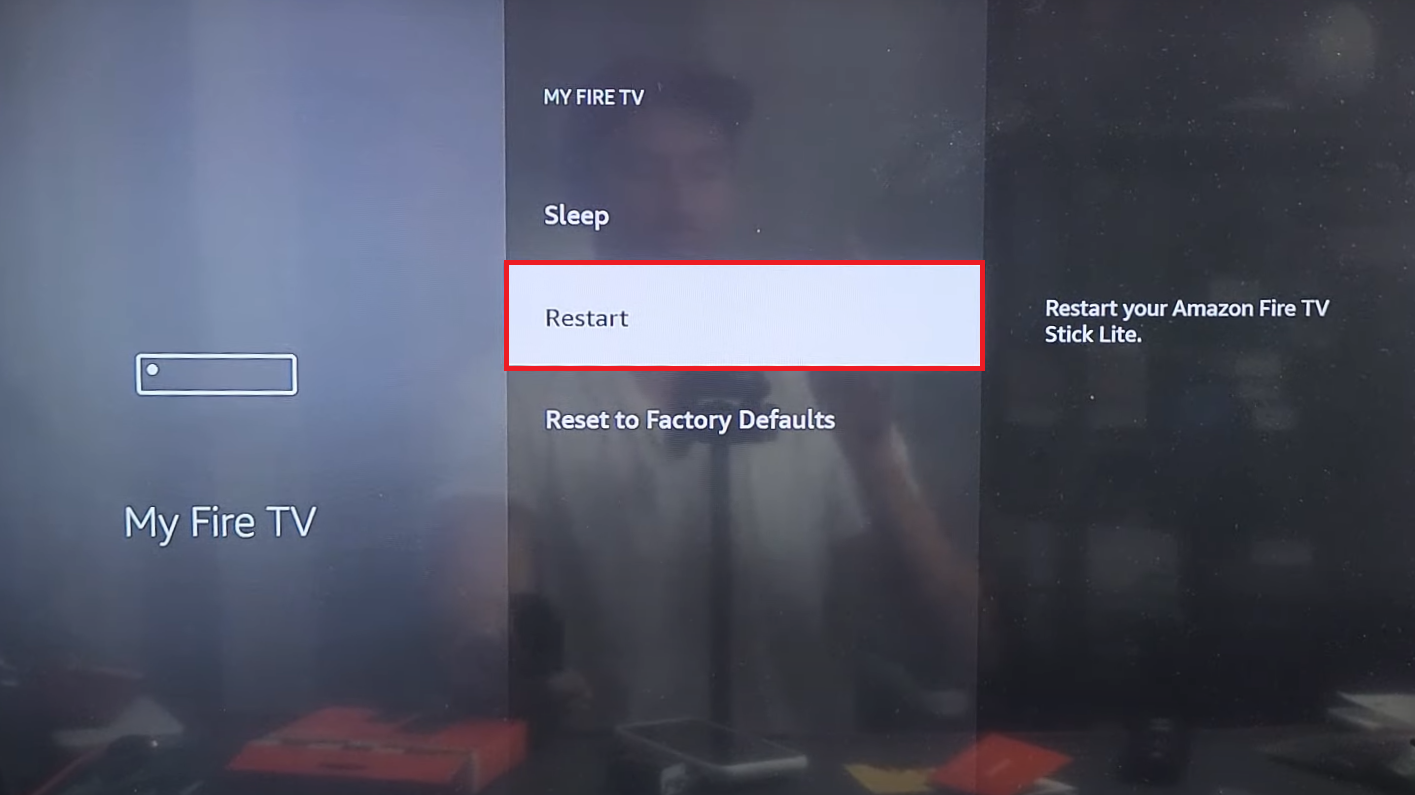 Click the Restart option to fix the Fire TV remote app not working