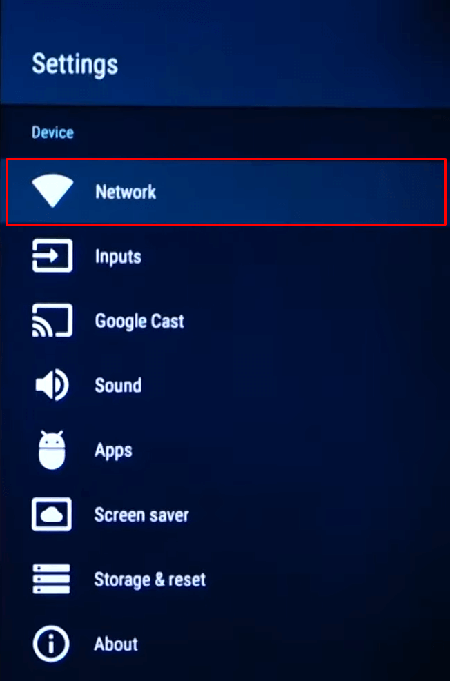 select the Network option