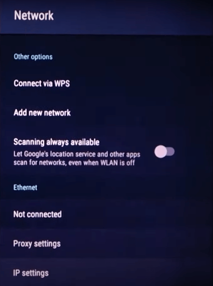 select the Use Wired Internet option