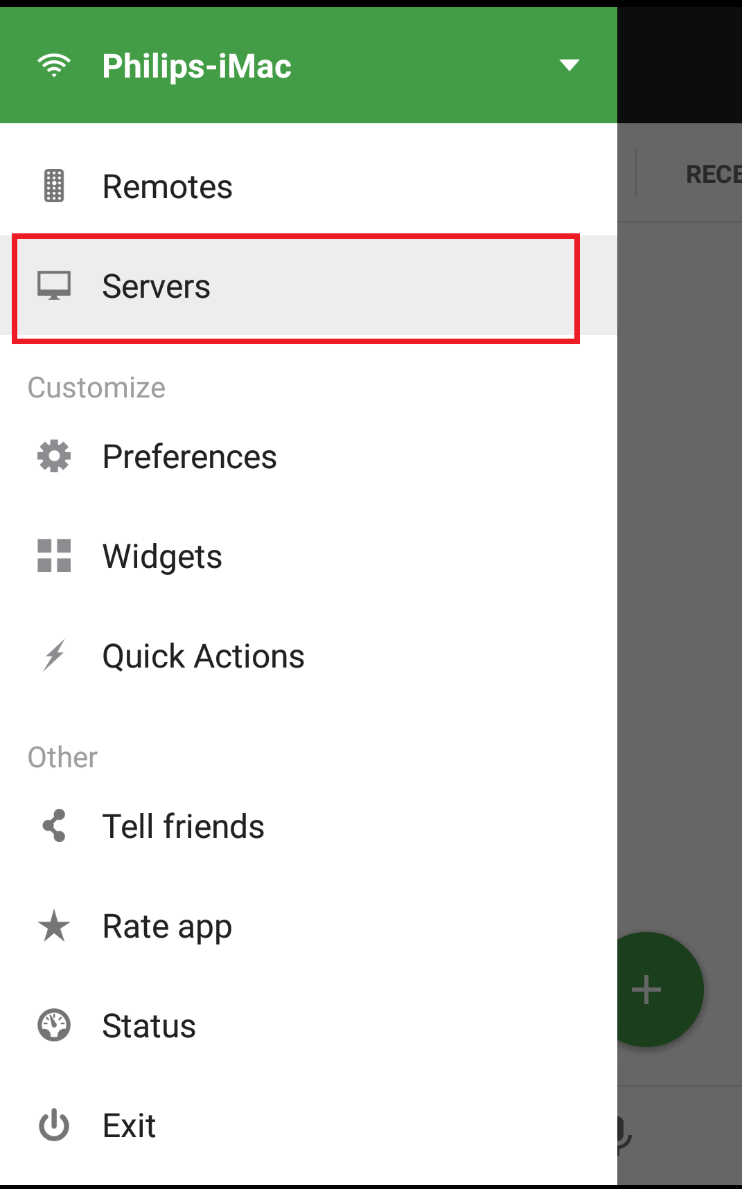 Tap on the Servers option