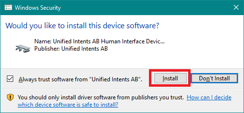 Click the Install button to install Unified Remote App