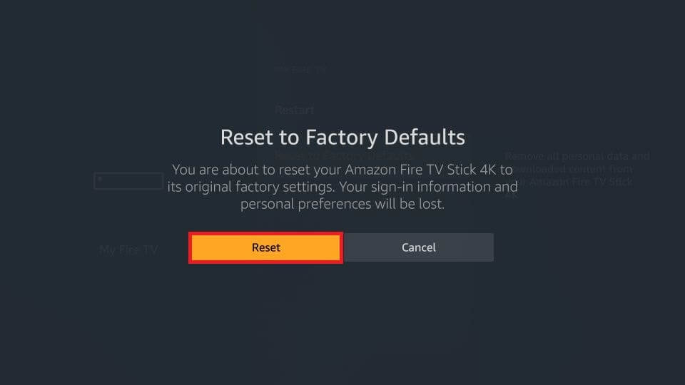 Reset Firestick to Factory Defaults to turn off Blue light on Remote