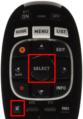 Mute and Select buttons on DirecTV Remote RC73