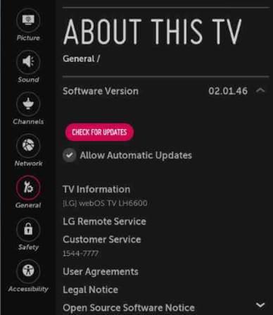 Update LG Smart TV