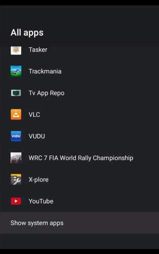 Show system apps on Nvidia Shield