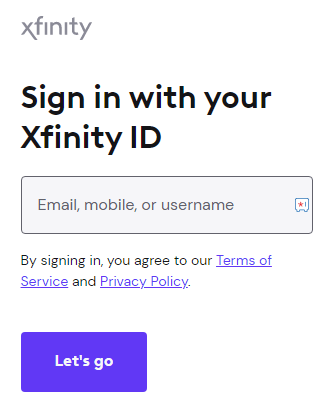 Sign in with your Xfinity ID