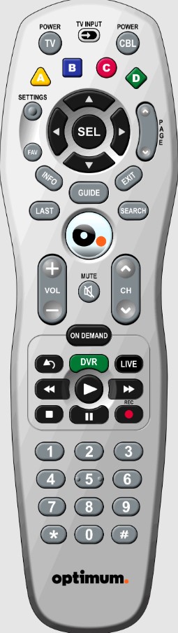 Optimum Silver Remote with O button