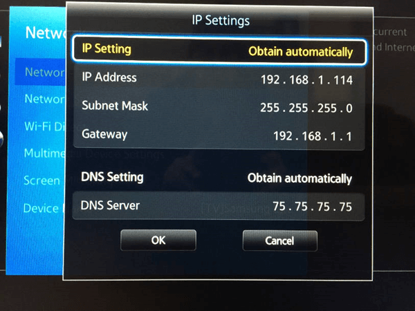 Click on the IP Settings option to view the IP address of your Samsung smart TV.