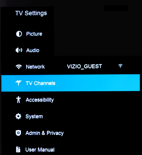 select the TV Channels option