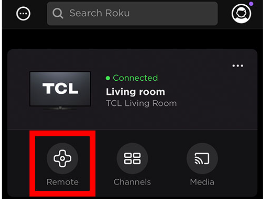 Remote option on Roku app