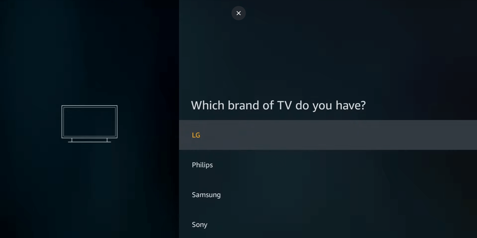 Select your TV brand from the list