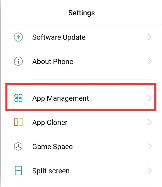 Tap App Management option